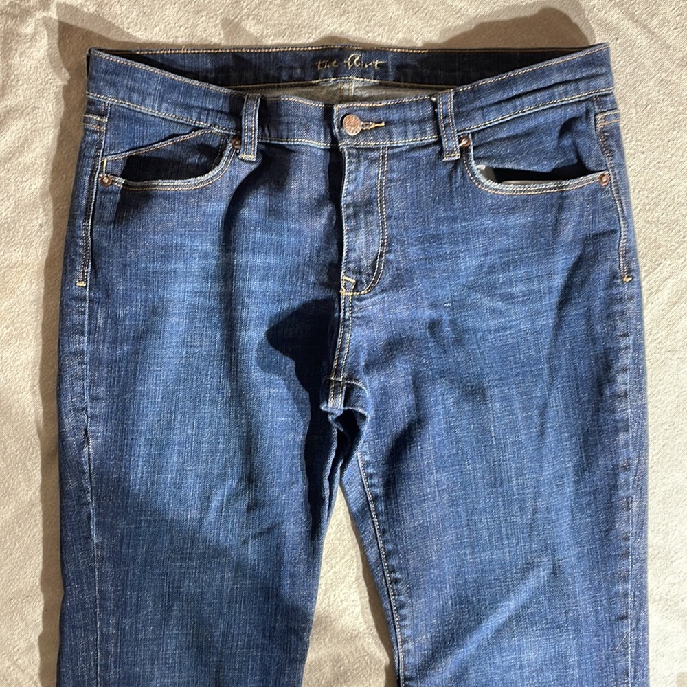 The Flirt blue jeans size 12 stretch, mid rise flare - Picture 2 of 6